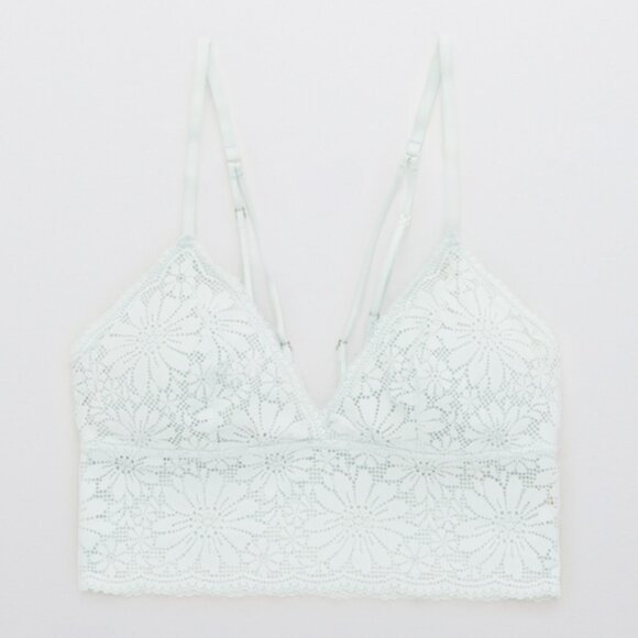 Aerie Textured Lace Padded Longline Bralette in Creamy White Size XL - Picture 3 of 11